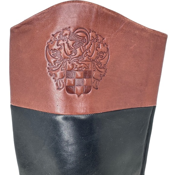 Vince Camuto Flavian Riding Boots Buckle Knee High Leather Black Brown Size 7B - Picture 8 of 12